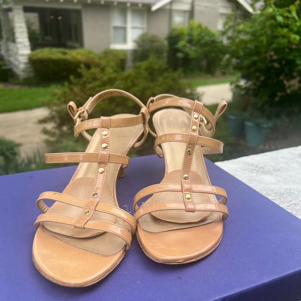 Stuart Weitzman Tan Strappy Sandals with Gold Accents
Lovey dressy shoes